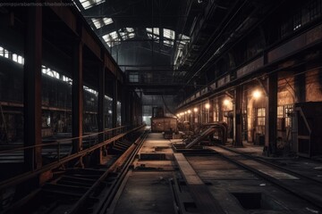 Dark Abandoned Factory Interiors with Industrial Ambiance