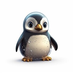 A charming and adorable penguin on a transparent background. Generative AI.