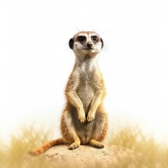 Fototapeta premium A charming and inquisitive meerkat on a transparent background. Generative AI.