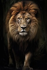 Obraz na płótnie Canvas A powerful lion standing confidently. Generative AI.