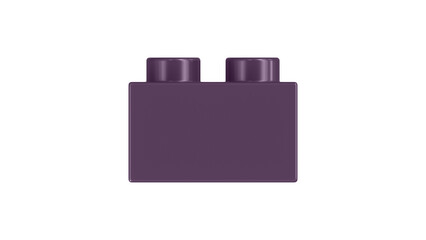 Plum Purple Block Isolated on a White Background. Close Up View of a Plastic Children Game Brick for Constructors, Side View. High Quality 3D Render with a Work Path. 8K Ultra HD, 7680x4320