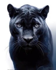 Stealthy black panther on a transparent background. Generative AI.