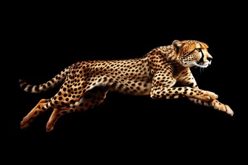 Agile cheetah running on a transparent background. Generative AI.