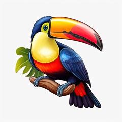 Obraz premium A vibrant and tropical toucan perched on a transparent background. Generative AI.