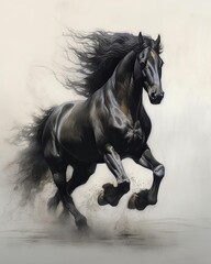Obraz na płótnie Canvas A striking and mysterious black horse. Generative AI.