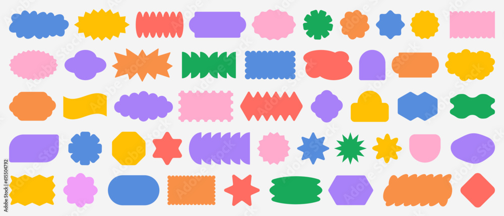Aufkleber cool abstract geometric shapes. trendy y2k retro badges vector design. sticker label elements. minim