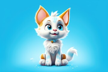 Fototapeta premium Charming Cartoon Cat in Playful Stance for Children's Animation generative AI