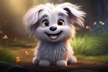 Charming 3D Cartoon Dogs with Expressive Eyes for Children's Animation generative AI