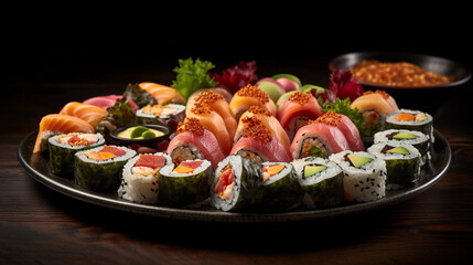 A bowl of creamy hummus surrounded by an assortment of fresh vegetables for dipping
