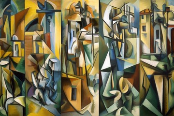 cubist painting, with multiple perspectives and angles on the subject, created with generative ai