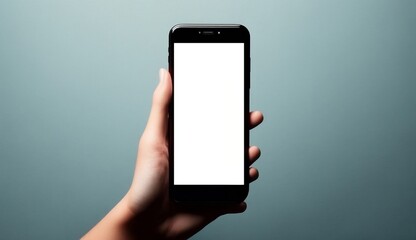 Hand with blank smartphone screen