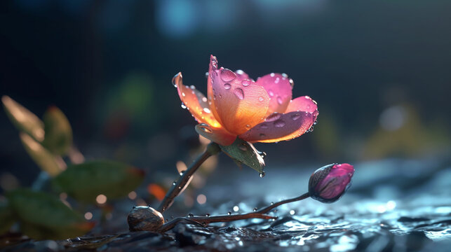 flower in water HD 8K wallpaper Stock Photographic Image