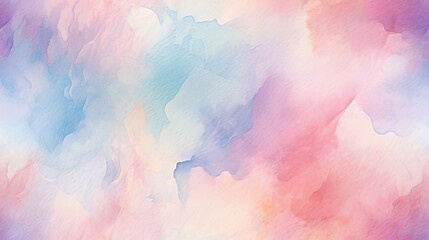 Fototapeta na wymiar Seamless pattern background inspired by the art of watercolor painting with soft blended strokes in a variety of pastel shades