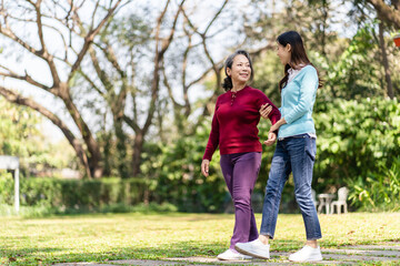 Fototapeta premium Family relationship Asian senior woman with happy daughter mother day concept