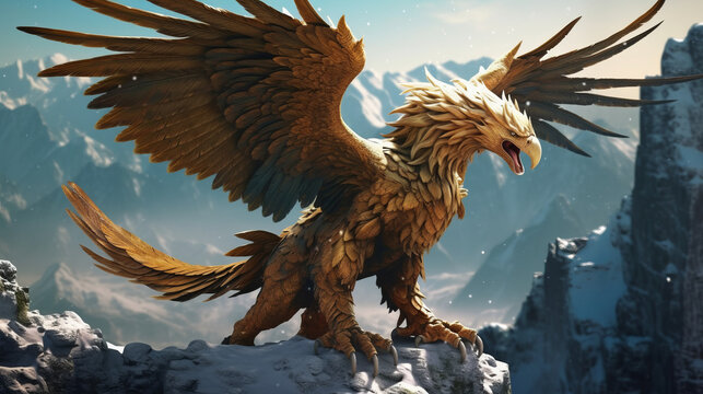 Illustration of the mythical creature the griffin half lion half eagle