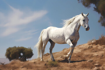 Naklejka na ściany i meble Arabian - Middle East - Known for their beauty, endurance, and intelligence, Arabian horses have been bred by Bedouins for centuries (Generative AI)