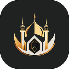 Modern mosque logo symbol or icon template, Mosque Leaf Creative Islamic logo design template, logo with a minimalist style.