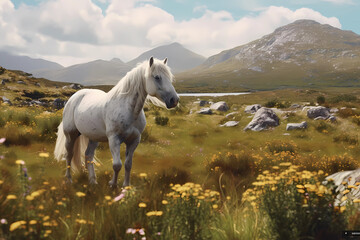 Connemara pony - Ireland - Connemara ponies are hardy and versatile, originating from Ireland and excelling in various equestrian disciplines (Generative AI)