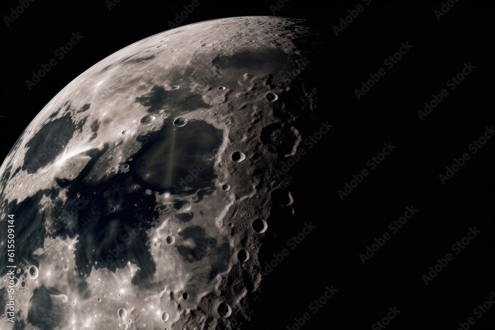Canvas Prints a close-up of the moon, with craters and mountains visible, created with generative ai