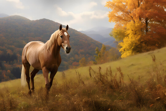 Kentucky Mountain Saddle Horse - United States - Known For Their Smooth Gaits And Comfortable Ride, Popular For Trail Riding (Generative AI)