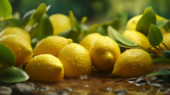 Lemons on grass  HD 8K wallpaper Stock Photographic Image
