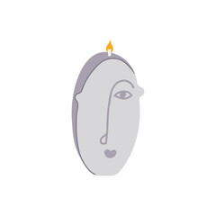 Scented candle with design color illustration. Modern aromatic decoration for cozy home interior. Flat illustrations isolated on white background