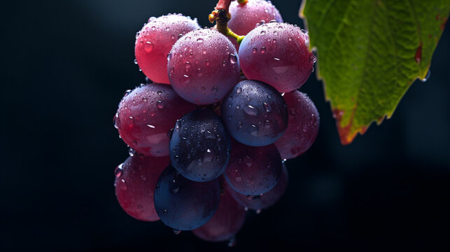 grapes on a black background HD 8K wallpaper Stock Photographic Image