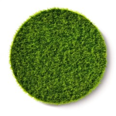 Artificial green grass in various shapes and arrangements
