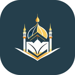 Modern mosque logo symbol or icon template, Mosque Leaf Creative Islamic logo design template, logo with a minimalist style.