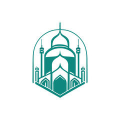 Modern mosque logo symbol or icon template, Mosque Leaf Creative Islamic logo design template, logo with a minimalist style.