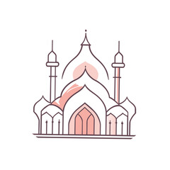 Modern mosque logo symbol or icon template, Mosque Leaf Creative Islamic logo design template, logo with a minimalist style.