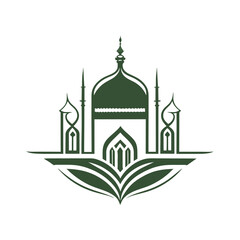 Modern mosque logo symbol or icon template, Mosque Leaf Creative Islamic logo design template, logo with a minimalist style.