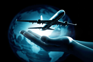 airplane in hand , transportation business