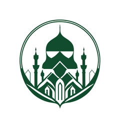 Modern mosque logo symbol or icon template, Mosque Leaf Creative Islamic logo design template, logo with a minimalist style.