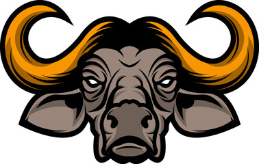 Buffalo head. Sport team mascot. Design element for logo, label, emblem, sign, badge. Vector illustration.