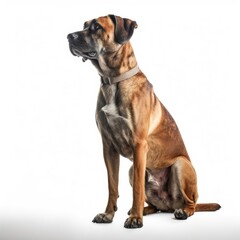 Obraz premium Smiling Brown Dog Standing Against White Background generative AI