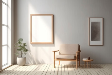 Interior scene with frame - Generative AI