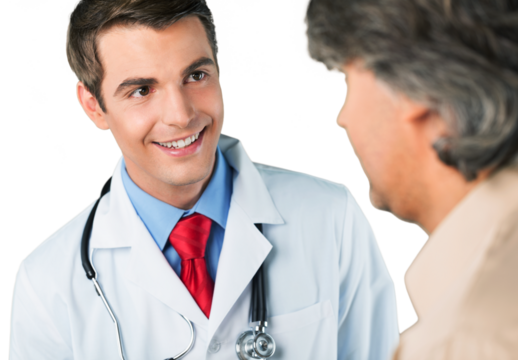Portrait of a Young Doctor Talking with Mature Patient