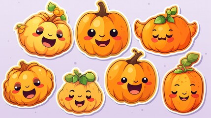 Set of Halloween pumpkins characters