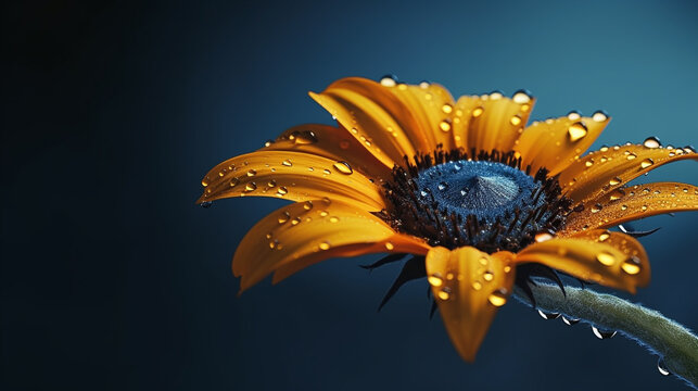 flower with water drops HD 8K wallpaper Stock Photographic Image