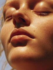 Carefree, close up skincare and beauty shot, young gen z style, ai generative