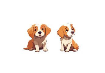 Cartoon puppies on a white background. Vector illustration