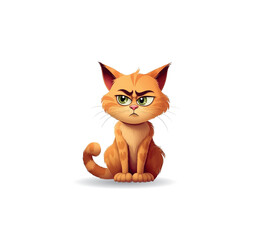Cartoon kitten on a white background. Vector illustration