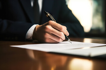 Sealing the Deal Businessman Signing a Contract in a Modern Office. created with Generative AI