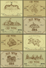 Wine labels set. Highly realistic illustration.