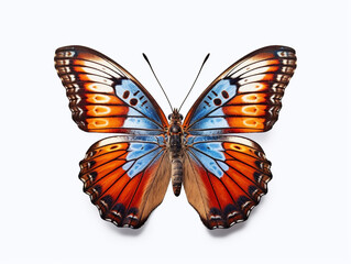Illustration of a beautiful butterfly isolated on white background. The flap is expanded showing the entire pattern on the flap.