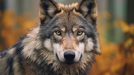 Naklejka na ściany i meble Wolf wildlife close-up
