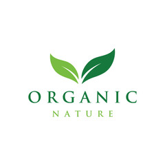 100% natural organic logo design with leaves concept.Logo for natural products, ecology, beauty, biology and agriculture.