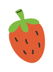 Delicious strawberry. Flat cartoon style vector illustration isolated on white background.