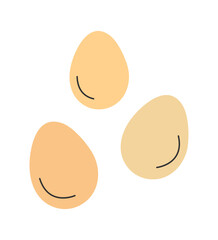 Fresh chicken eggs. Flat cartoon style vector illustration isolated on white background.